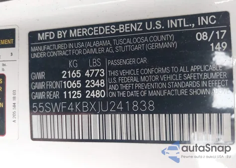 2018 Mercedes-Benz C 300 4Matic from USA, damaged, VIN 55SWF4KBXJU241838